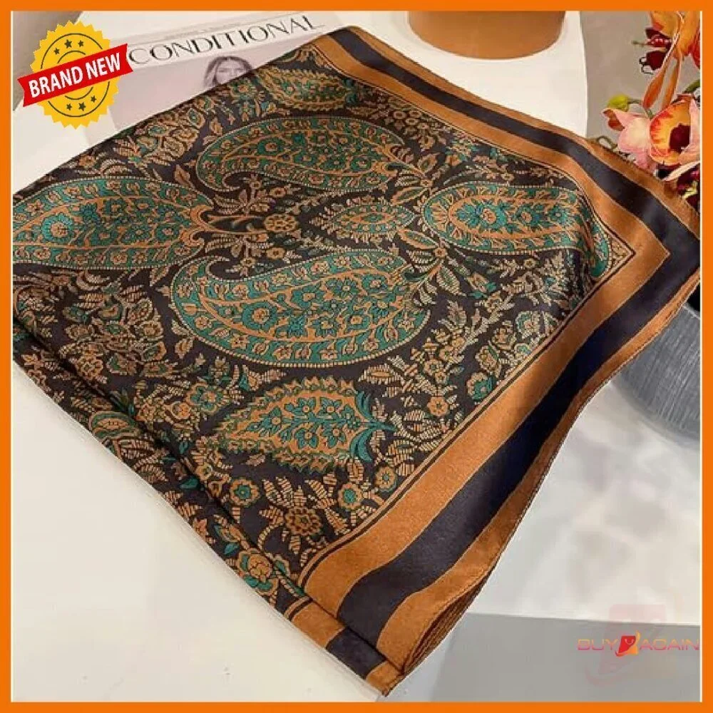 27x27 Inch 100% Pure Mulberry Silk Square Scarf for Hair & Neck